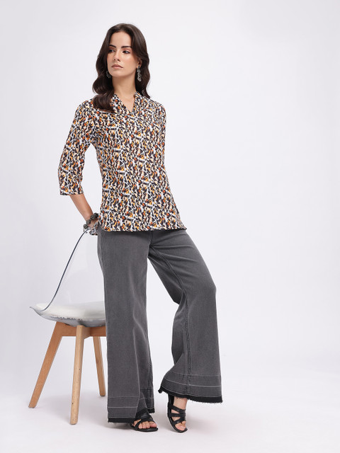 Anouk Rustic Leopard Printed Mandarin Collar Straight Kurti - Image 6