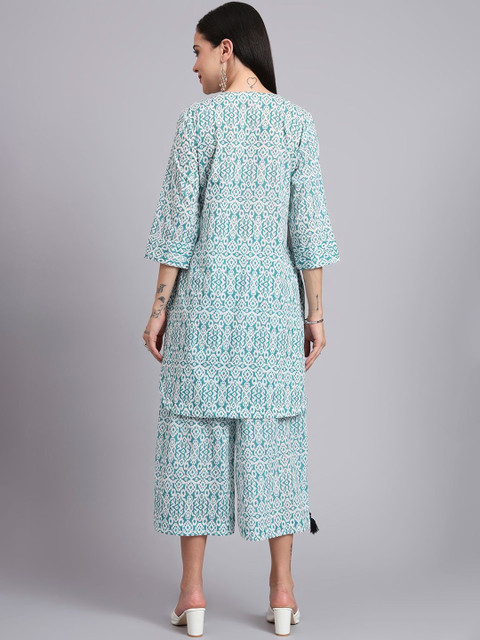 HERE&NOW Women Cotton Printed & Hand Work Co-Ord Set - Image 6