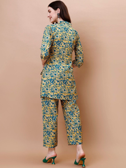 CORSICA Women Floral Printed V Neck Tunic With Trousers Co-Ords - Image 5