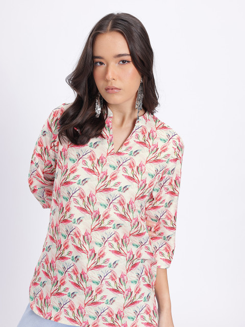 Anouk Rustic Mandarin Collar Floral Print Straight Kurti