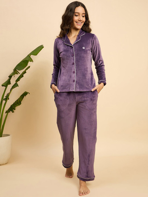 KIZA Women Lapel Collar Winter Night suit