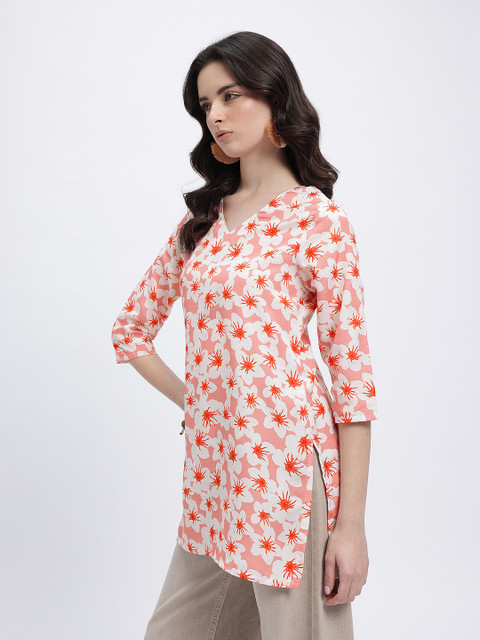 Anouk Rustic Floral Printed V-Neck Straight Kurti - Image 4