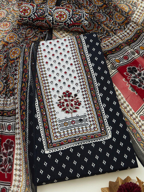 Soch Printed Ethnic Motifs Printed Zari Unstitched Dress Material