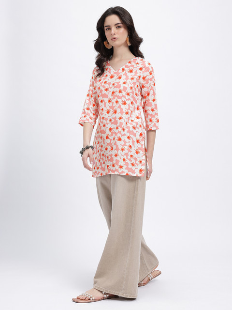 Anouk Rustic Floral Printed V-Neck Straight Kurti - Image 6