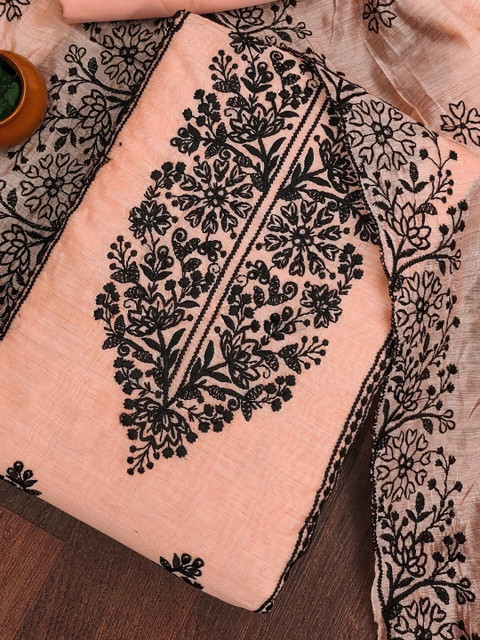 Moda Rapido Women Orange Embroidered Unstitched Dress Material - Image 4