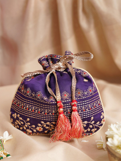 JAYPORE Embroidered Potli Clutch