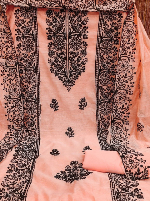 Moda Rapido Women Orange Embroidered Unstitched Dress Material - Image 3