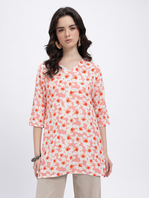 Anouk Rustic Floral Printed V-Neck Straight Kurti - Image 2