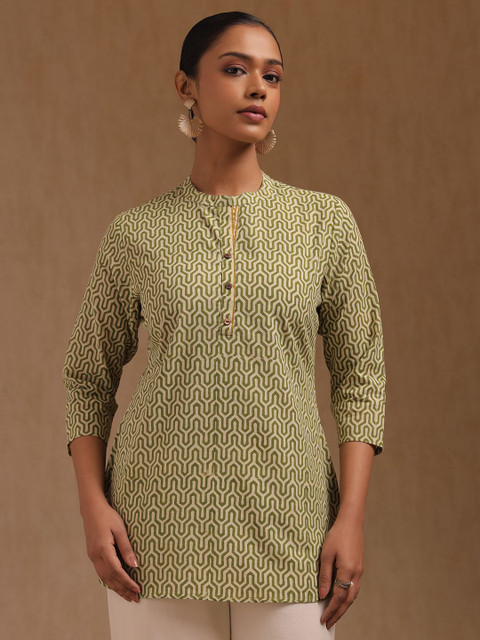 Soch Women Abstract Printed Mandarin Collar Cotton Tunic