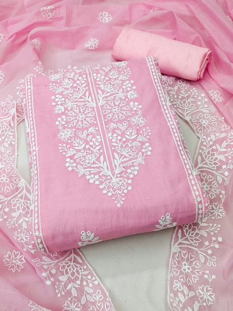 Moda Rapido Women Pink Embroidered Unstitched Dress Material