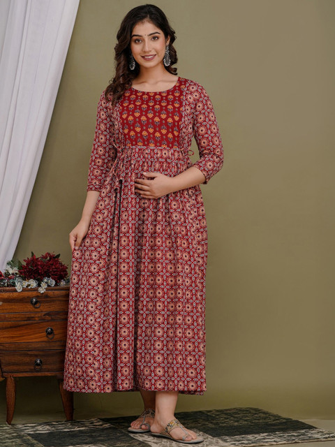 FASHION CLOUD Floral Printed Pure Cotton Maternity Kurti