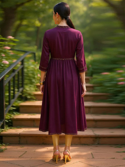 KALINI Mandarin Collar A-Line Kurta - Image 4