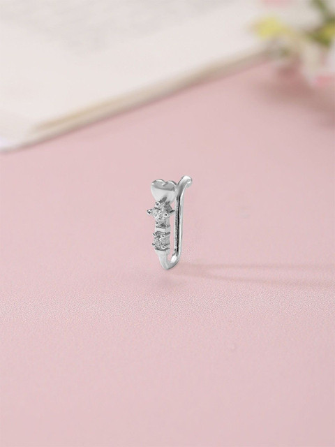 Mia by Tanishq 93 KT Silver Cubic Zirconia Studded Cute Gleam Stud Nosepin