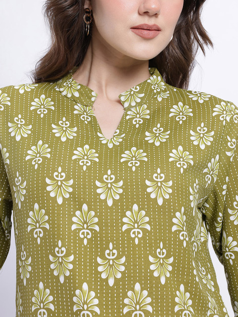 Anouk Rustic Ethnic Motifs Printed Mandarin Collar Pure Cotton Straight Kurti - Image 3
