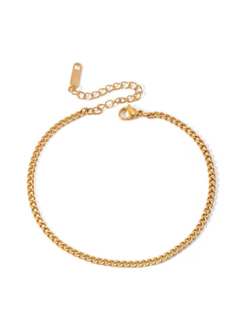 DIMPLERY Stainless Steel Gold-Plated Anklet