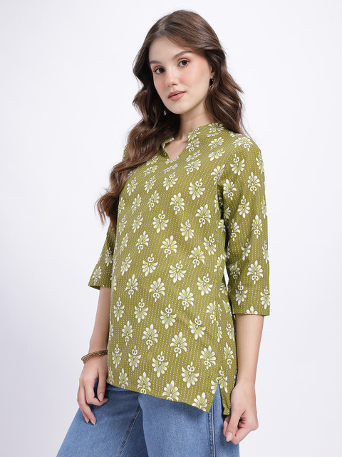 Anouk Rustic Ethnic Motifs Printed Mandarin Collar Pure Cotton Straight Kurti - Image 4