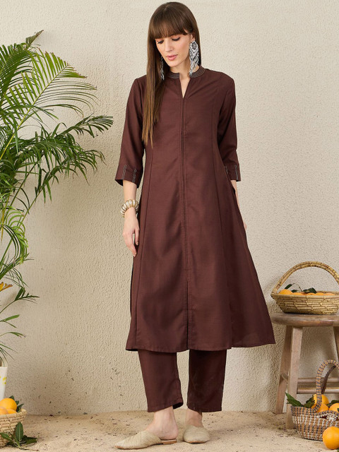 Indo Era Mandarin Collar Tunic With Trouser - Image 2