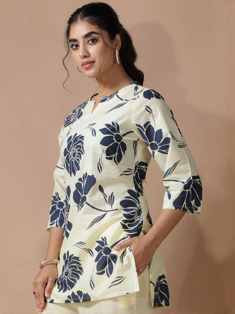 SZN Women Cream Pure Cotton Printed Co-Ords - Image 2