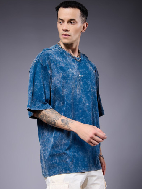 PRONK Men Graphic Printed Round Neck Cotton Oversized T-Shirt