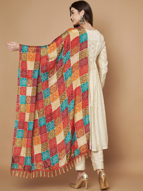 AKSHADEEP Bandhani Printed Dupatta - Image 3