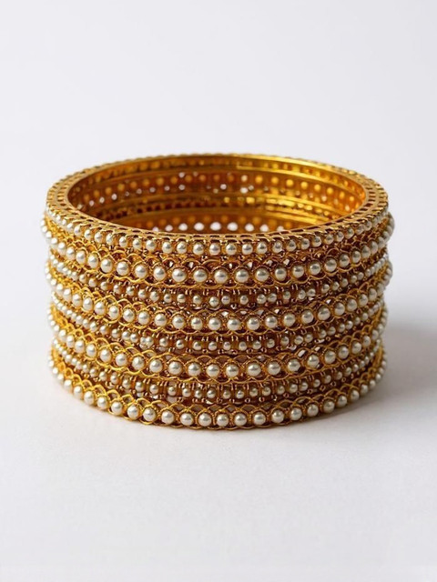 ANTIQUE JEWELLERY Gold-Plated Pearls Beaded Bangle
