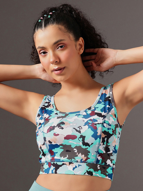 Clovia Blue & White Abstract Bra Lightly Padded