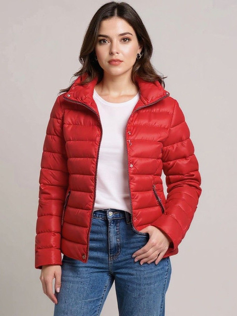HERE&NOW Women Red Acrylic Solid Jackets