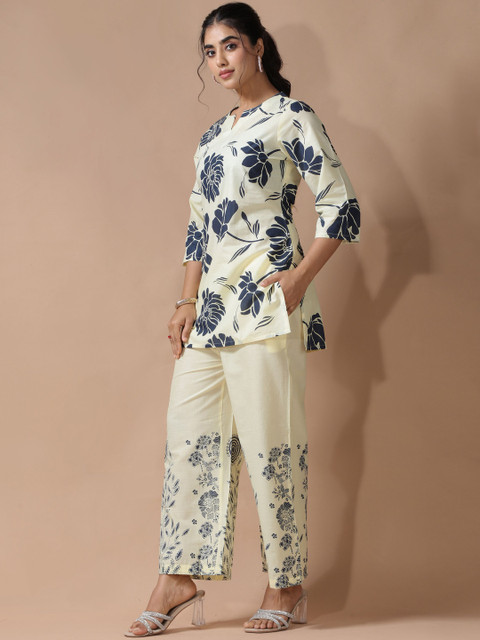 SZN Women Cream Pure Cotton Printed Co-Ords - Image 3