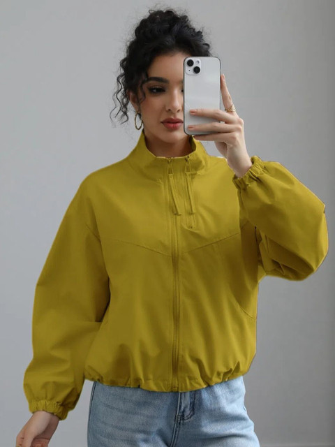 StyleCast Stand Collar Lightweight Sporty Jacket With Shoulder Tabs