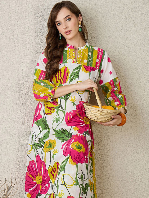 Indo Era Printed Pure Cotton Tunic With Trouser