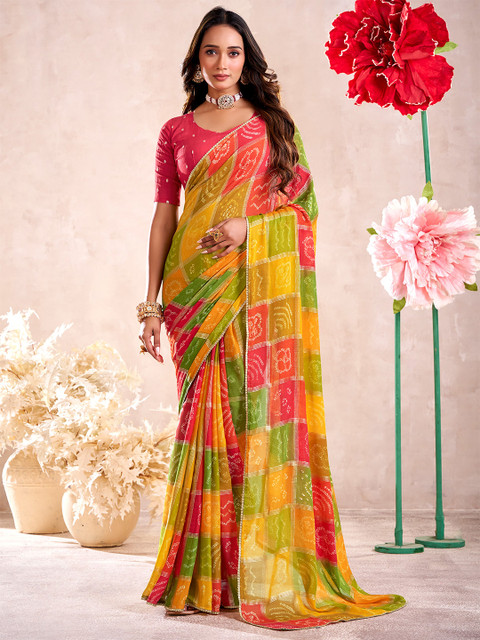 Anouk Bandhani Printed Pure Chiffon Saree