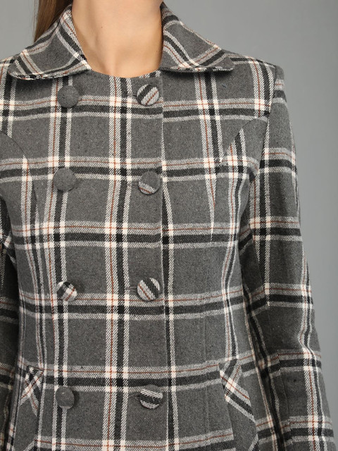 Roadster Women Checked Double Breasted Regular Fit Trench Coat - Image 2