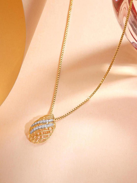 Mia by Tanishq 14Kt Gold Radiant Curve Diamond Pendant