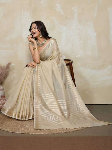 VASTRA-THE FACTORY STORE Woven Design Saree With Unstitched Blouse Piece - Image 4