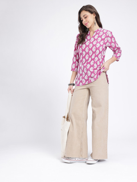 Anouk Rustic Ethnic Motifs Printed Mandarin Collar Kurti - Image 6