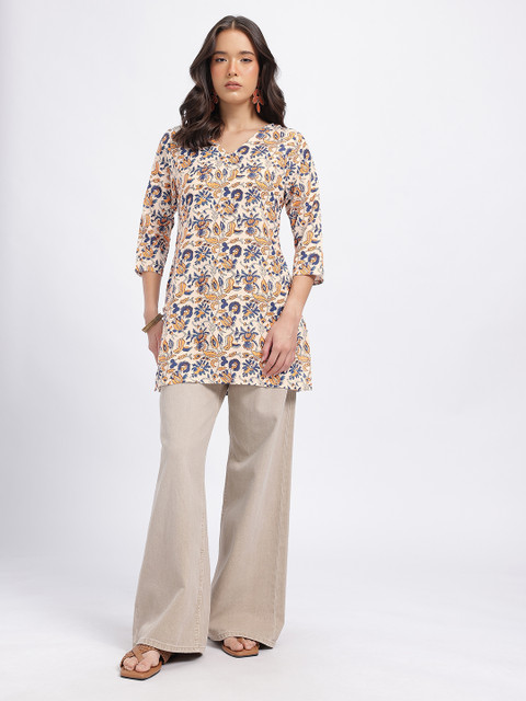 Anouk Rustic Floral Printed V-Neck Straight Kurti - Image 6