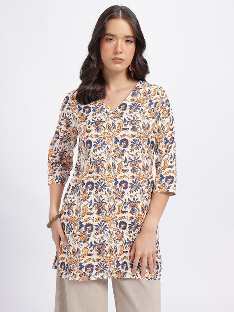 Anouk Rustic Floral Printed V-Neck Straight Kurti - Image 2