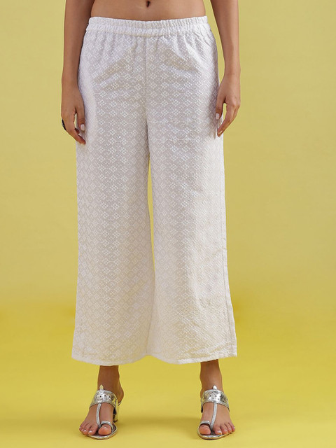 V-Mart Women Embroidered Wide Leg Ethnic Palazzos