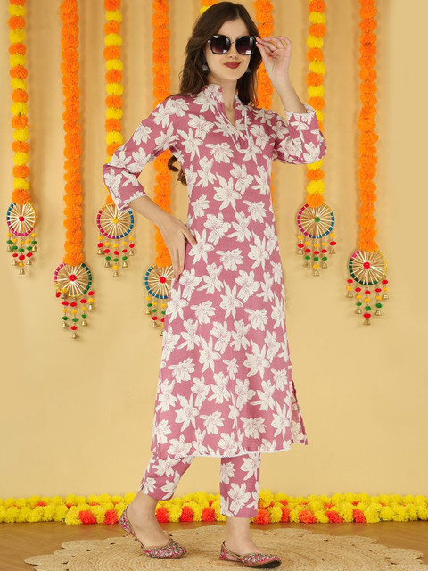Anouk Women Ethnic Motifs Floral Printed Cotton Tunic Co-Ords With Trousers - Image 6
