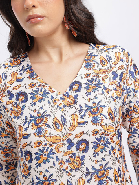 Anouk Rustic Floral Printed V-Neck Straight Kurti - Image 3