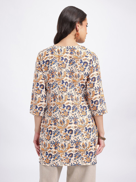 Anouk Rustic Floral Printed V-Neck Straight Kurti - Image 5