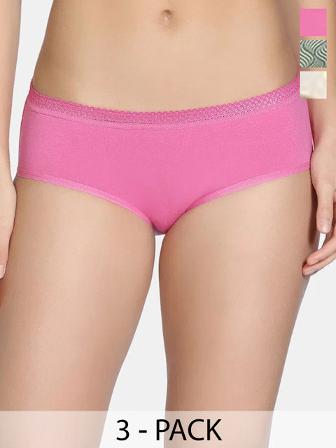 Zivame Pack Of 3 Printed Low-Rise Hipster Briefs