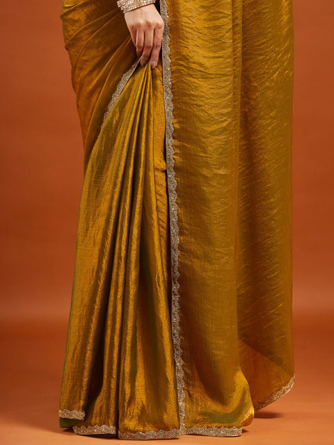 LOROFY Sequinned Pure Chiffon Saree With Blouse - Image 6