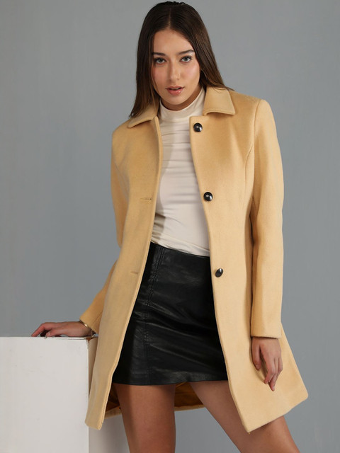 Roadster Women Solid Regular Fit Notched Lapel Single Breasted Trench Coat