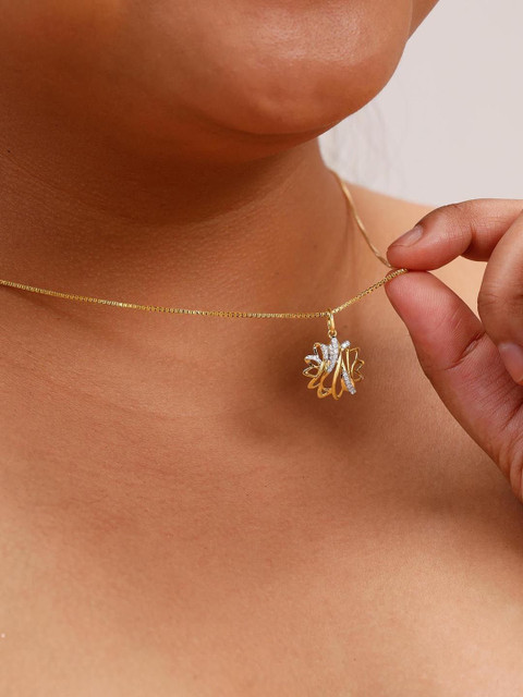 Mia by Tanishq 14Kt Gold Whimsical Flow Diamond Pendant - 0.857 g - Image 4