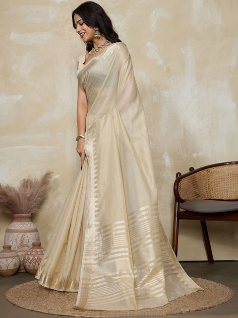 VASTRA-THE FACTORY STORE Woven Design Saree With Unstitched Blouse Piece - Image 5