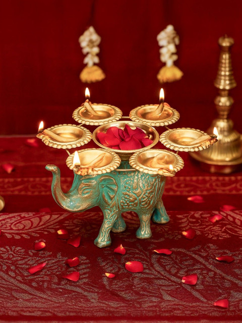 Ekhasa Elephant Tealight Candle Holder with Urli Home Decor
