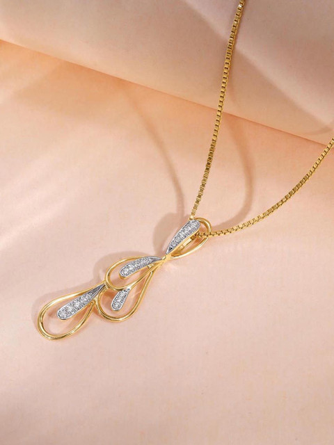 Mia by Tanishq 14Kt Gold Fluid Elegance Diamond Pendant - 1.342 g