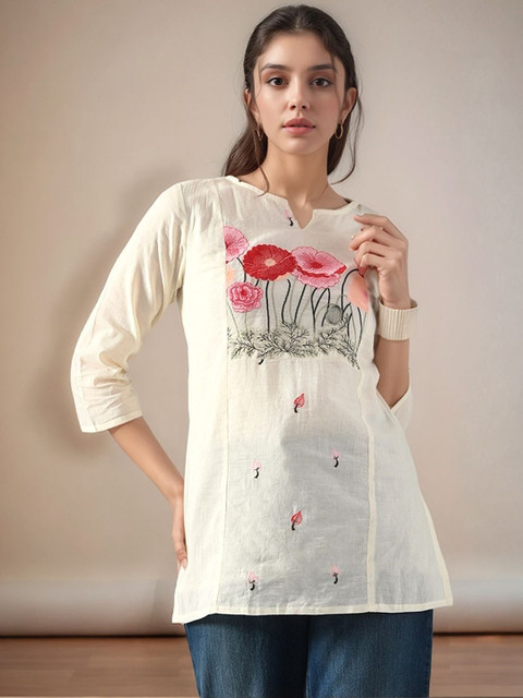 Sangria Women Cotton Embroidered Tunic