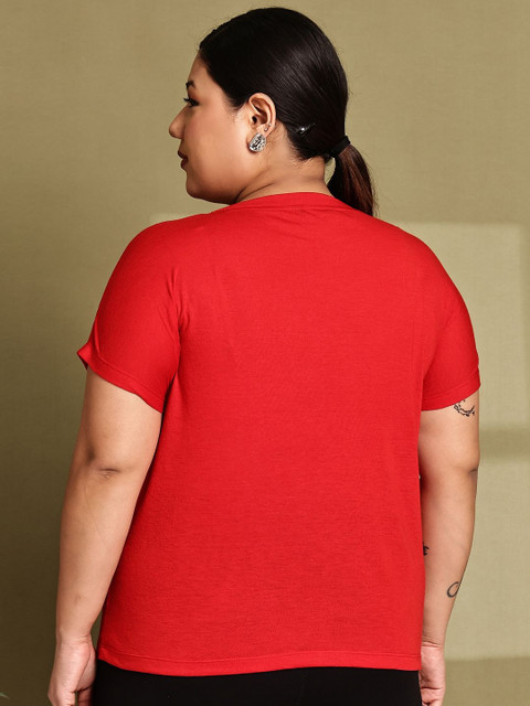 Moonaa Fashion Women Plus Size Solid Round Neck Cotton T-shirt - Image 4